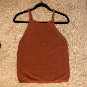 Burnt Orange Rust Knit (Sweater Like) Textured Tank Top